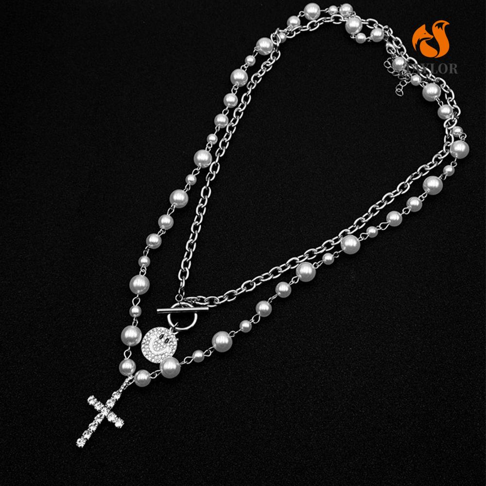 Vòng cổ choker TAYLOR1 đính ngọc trai sang trọng phong cách Hàn Quốc cho nam và nữ