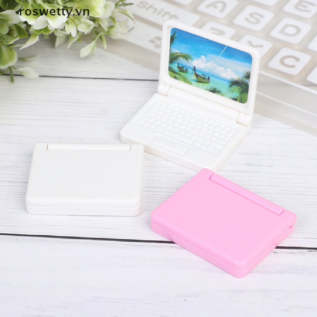 Set 2 Máy Tính Xách Tay Mini Tỉ Lệ 1: 12 Dùng Để Trang Trí Nhà Búp Bê