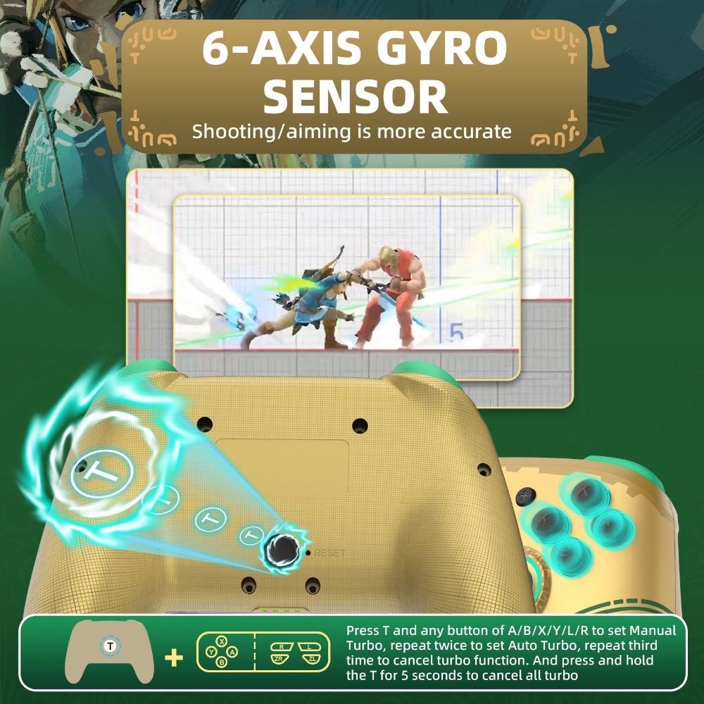 Iine Zelda Tears of the Kingdom Bộ Điều Khiển Không Dây Thức Dậy NFC Tương Thích Nintendo Switch &amp; Switch OLED
