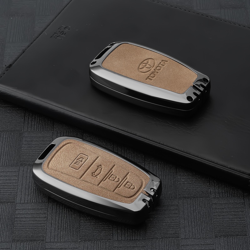 Vỏ Da + Kim Loại Bảo Vệ Chìa Khóa Xe Hơi Toyota All-New Camry / Corolla Altis / Cross 4 Nút