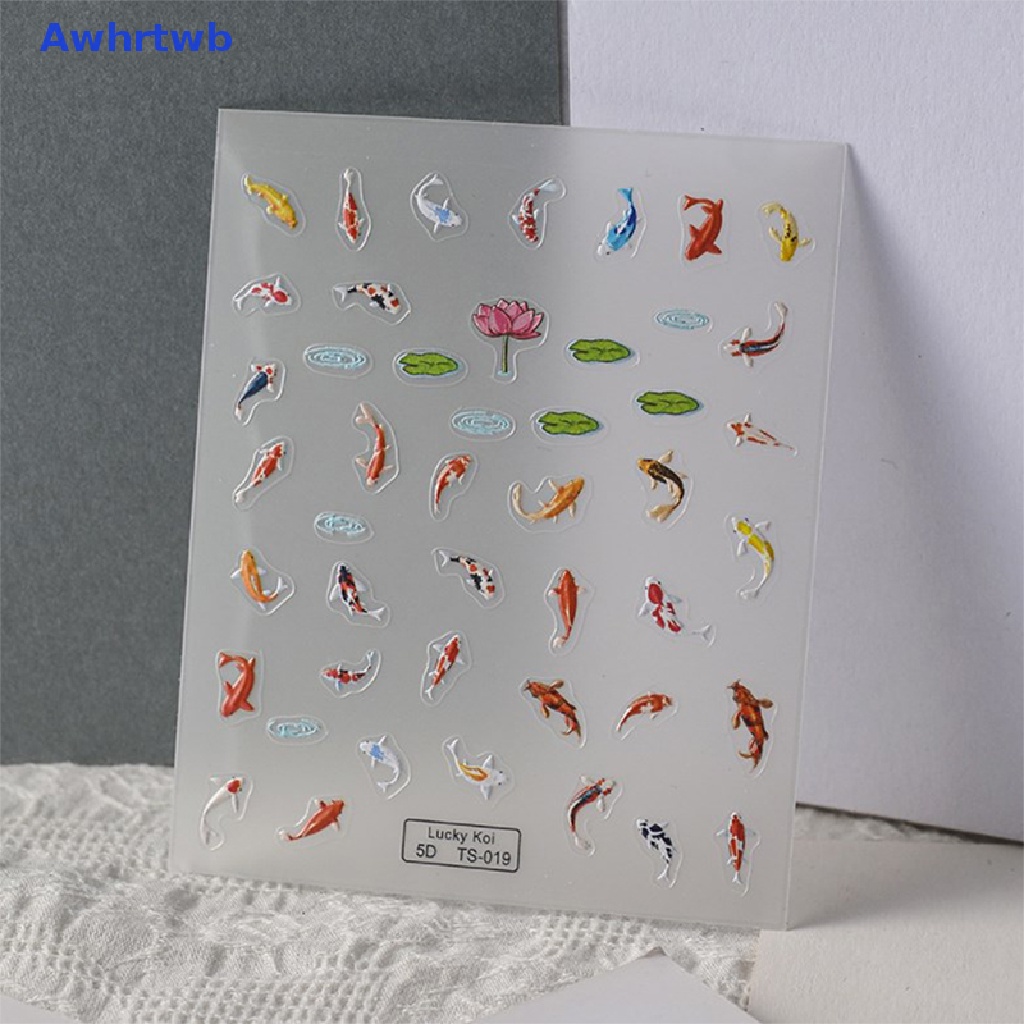Miếng Dán Trang Trí Móng Tay Mềm Mại Họa Tiết Cá Sen 5D Nhiều Màu DIY