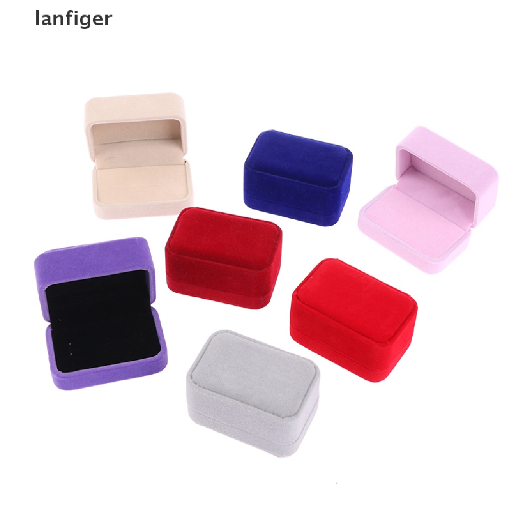 Lanf Hộp Đựng Trang Sức Bằng Nhung Hình Vuông Đôi Sắp Xếp Gọn Gàng Làm Quà Tặ