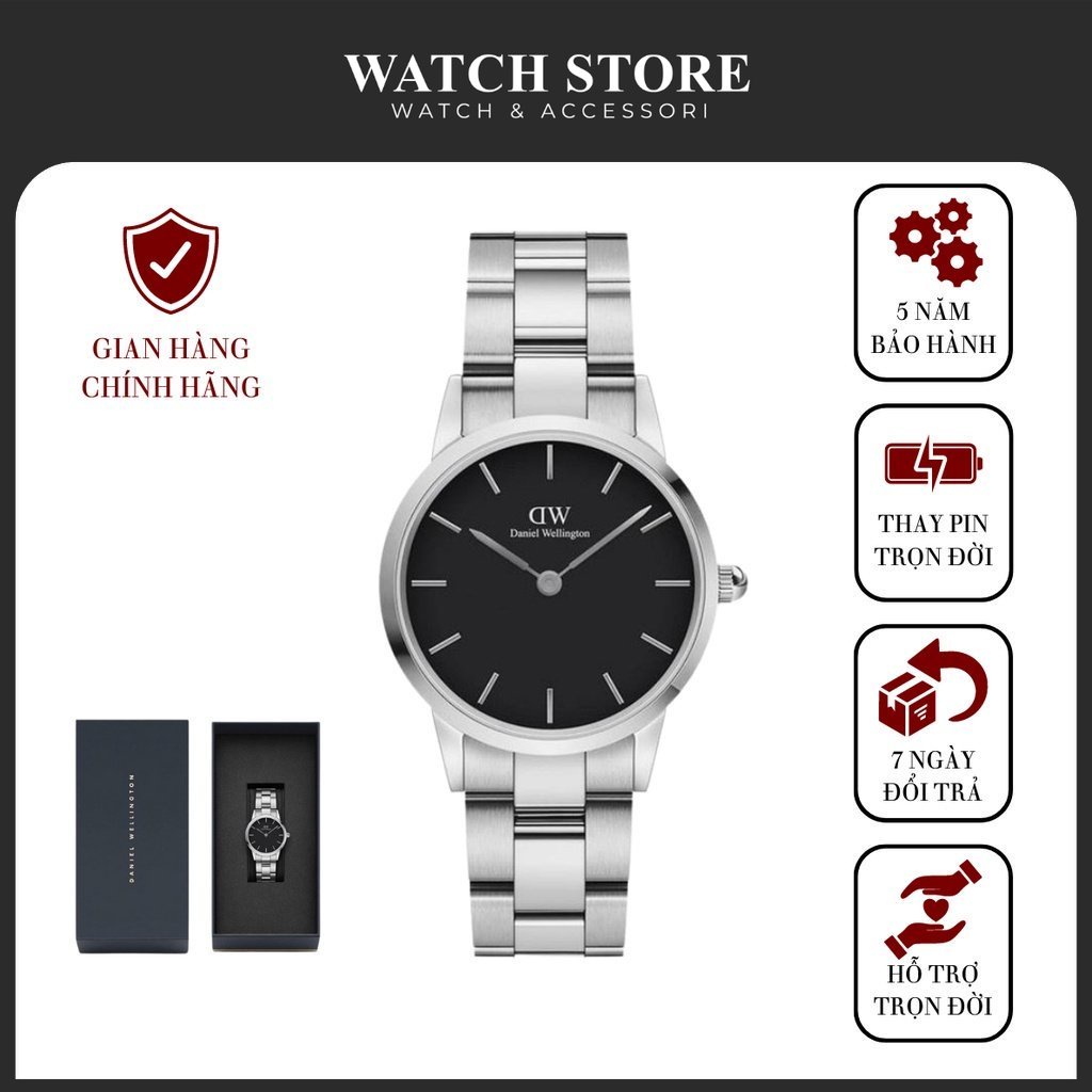 Đồng hồ Nam Nữ Daniel Wellington Iconic Link Silver Black - Daniel Store Vietnam