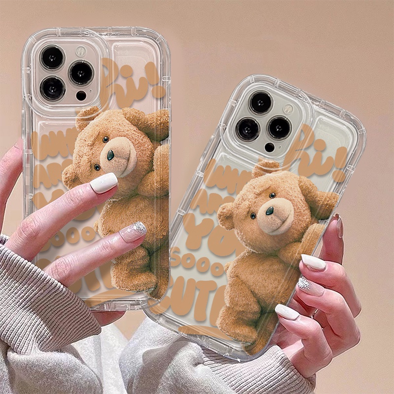 Ốp Điện Thoại TPU Mềm Trong Suốt Chống Sốc In Hình Gấu Cho IPhone 11 14 13 12 Pro Max XS Max X XR 7 + 8 6 6S Plus Sự Bảo Vệ