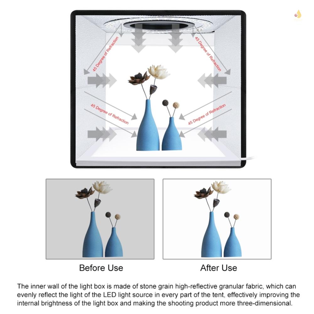 (mynivn) Hộp Đèn Led Chụp Ảnh 10 Cấp Độ Sáng Điều Chỉnh Được PULUZ 25cm Gấp Lại Được + Đệm Đèn Không Bóng