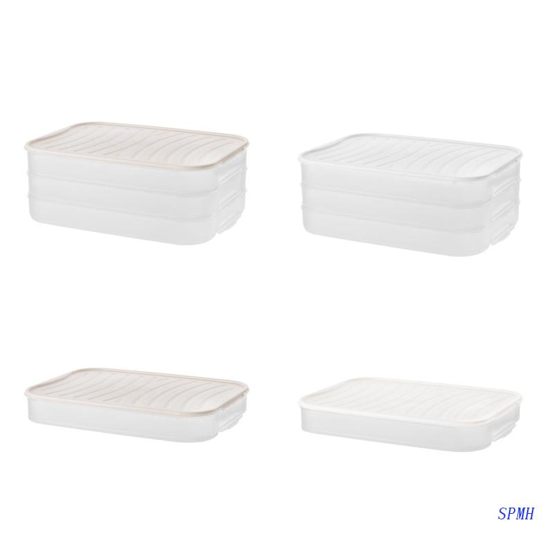 Hộp Đựng Bánh Bao 1 / 3 Tầng Bằng Nhựa Có Nắp Đậy Có Thể Xếp Chồng Lên Nhau