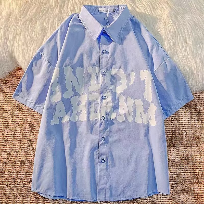 Áo Sơ Mi Ngắn Tay Thêu Họa Tiết Phong Cách Hip Hop Nhật Bản Thời Trang Mùa Hè Hàng Mới Dành Cho Nam