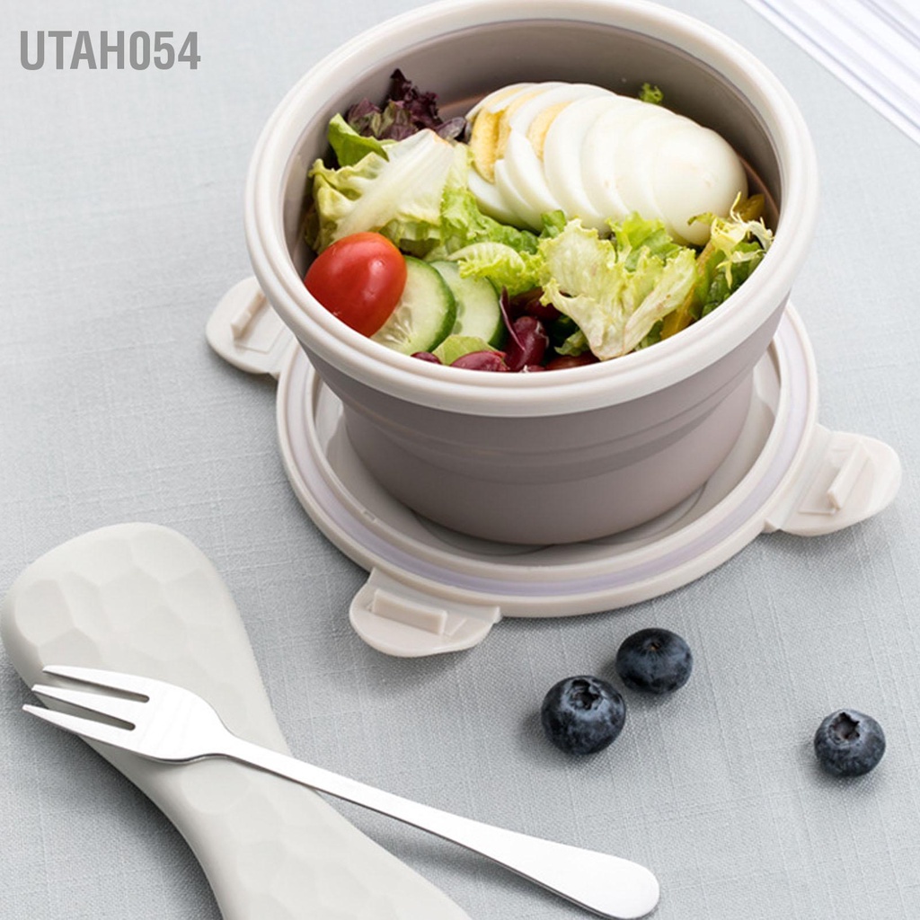Utah054 Bát Có Thể Gập Lại 540Ml Silicone Cấp Thực Phẩm Chống Rò Rỉ Lò Vi Sóng Gấp Gọn An Toàn Cắm Trại Cho Văn Phòng Du Lịch Ngoài Trời