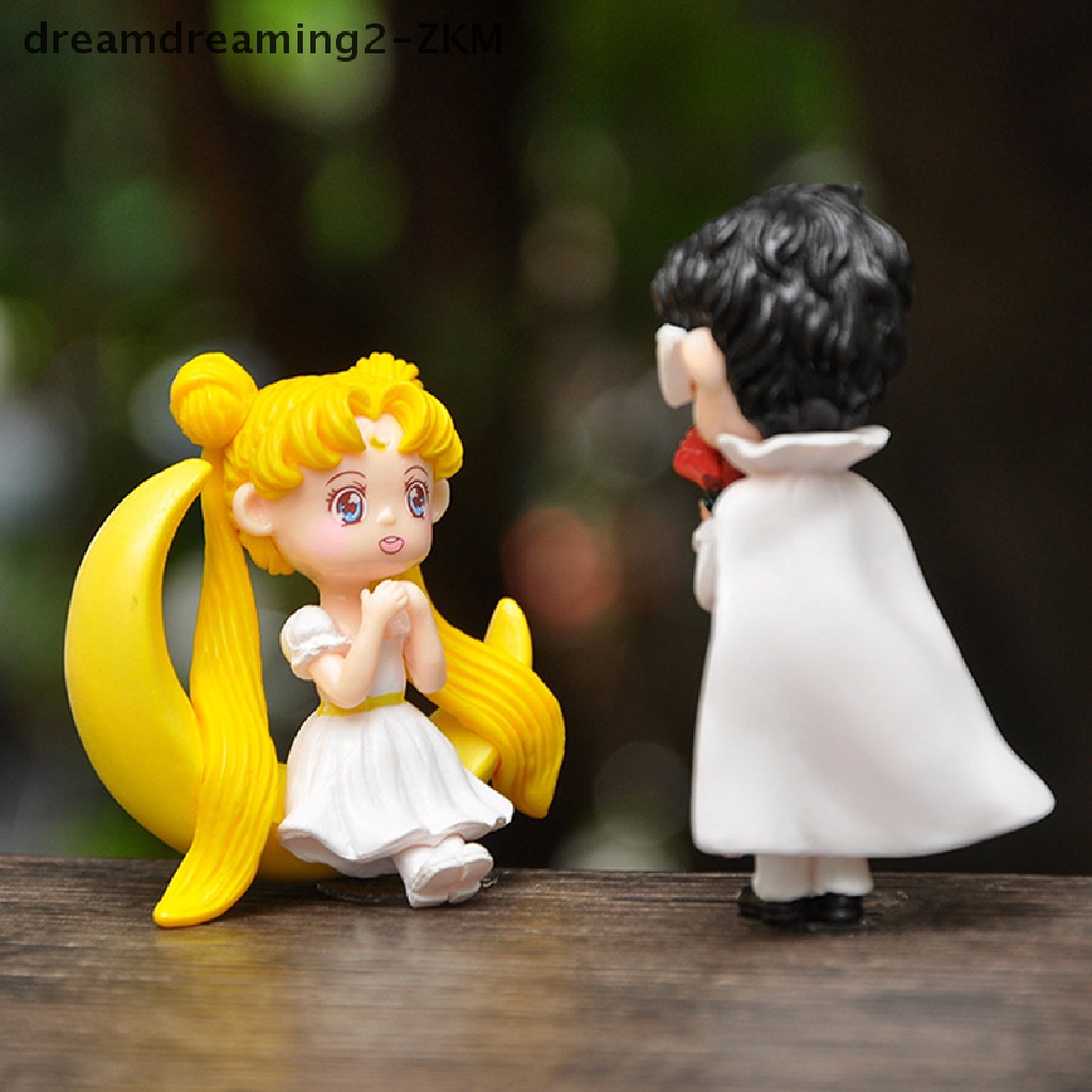 Bộ 4 Mô Hình Mèo Thủy Thủ Mặt Trăng Bằng PVC Dễ Thương Trang Trí Bánh Kem DIY