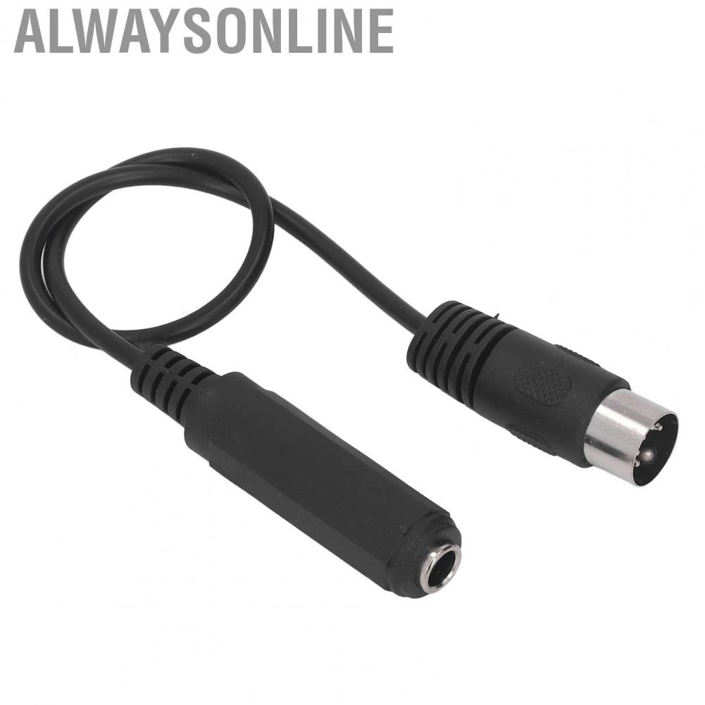 Alwaysonline 6.35mm Female To 5pin MIDI Adapter Cable  5 Pin 1 Ft 1ft Long Plastic Metal for DVD Players MP3