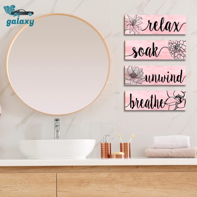Galaxy Set 4 Bảng Gỗ Treo Tường Dày Dặn Họa Tiết Hoa Vintage Trang Trí Phòng Khách / Phòng Tắm