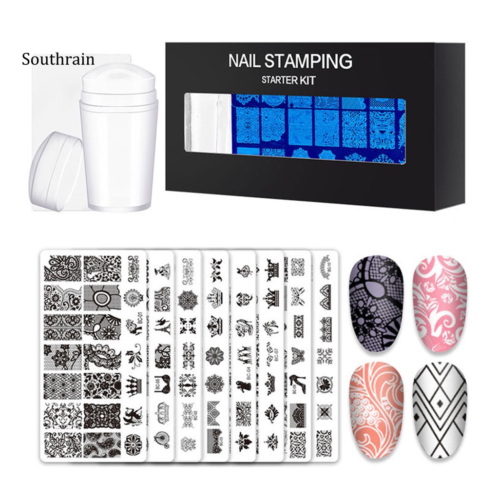 1 Bộ Khuôn In Hình Trang Trí Móng Tay Bằng Thép DIY