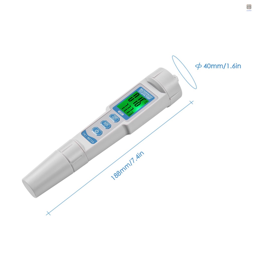 Máy Đo Chất Lượng Nước 3 Trong 1 pH &amp; EC &amp; Đo Nhiệt Độ Nước Axit