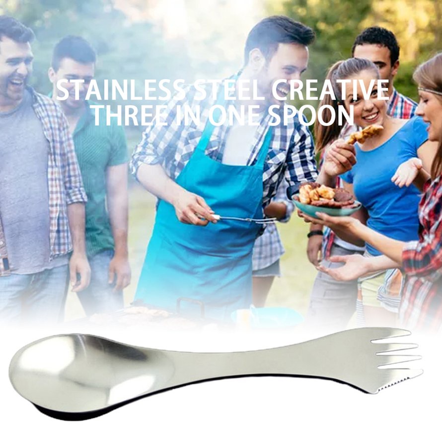 3 in 1 Stainless Steel Fork Spoon Spork Cutlery Utensil Combo Multifunction