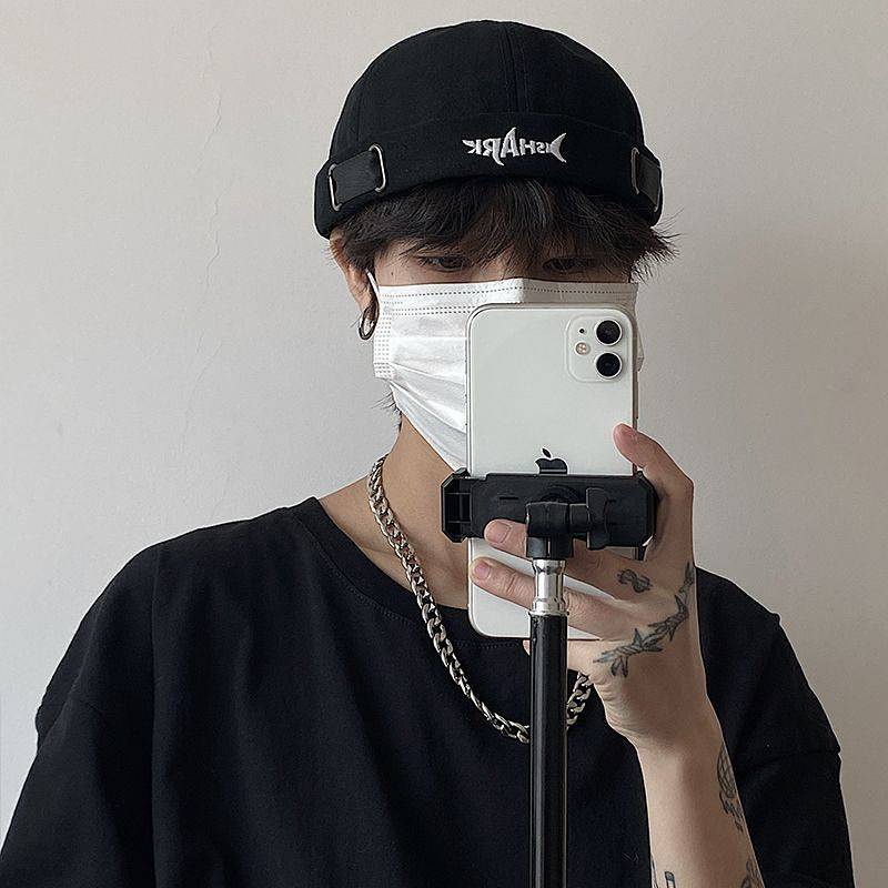 Shark Shark Embroidery Cool Handsome Hat Men's Fashion Spring and Autumn Skullcap Japanese Spring and Autumn Four Seasons Chinese Landlord Hat Women d9va
