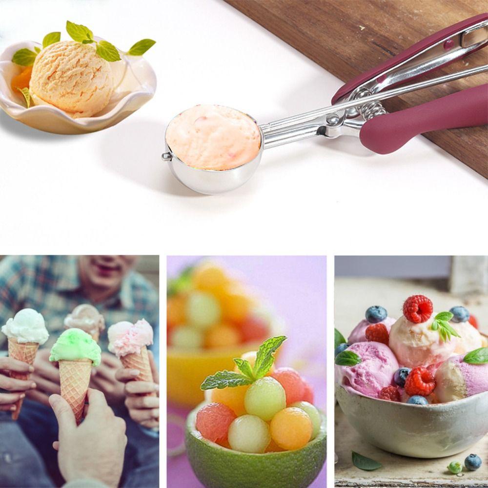 KUNHEV Muỗng Múc Kem Kích Thước 3 / 4 / 5cm Có Tay Cầm Lò Xo Tiện Dụng