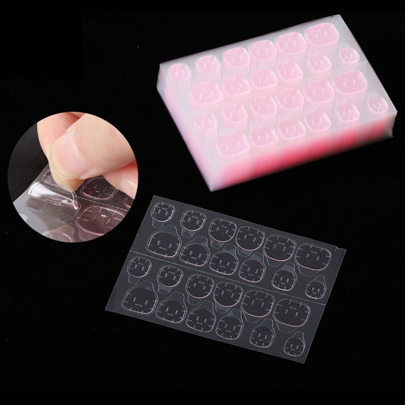 Set 240 Móng Tay Giả Trong Suốt Siêu Mỏng Tự Dính Hai Mặt Màu Hồng