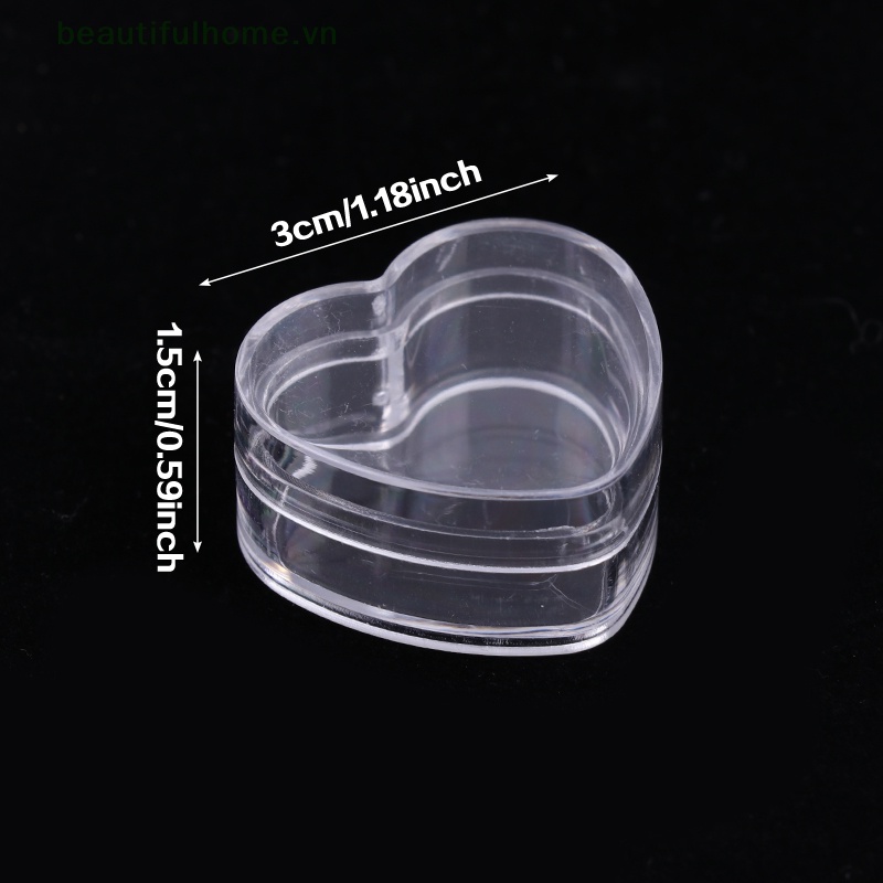 Set 10 Hũ Nhựa Rỗng Trong Suốt Đựng Kem Mini Hình Trái Tim