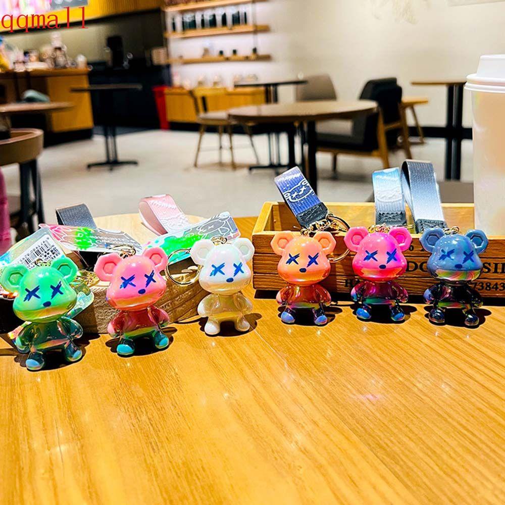 Móc Khóa Hình Gấu Hoạt Hình Bằng Nhựa Resin Màu Gradient Sáng Tạo