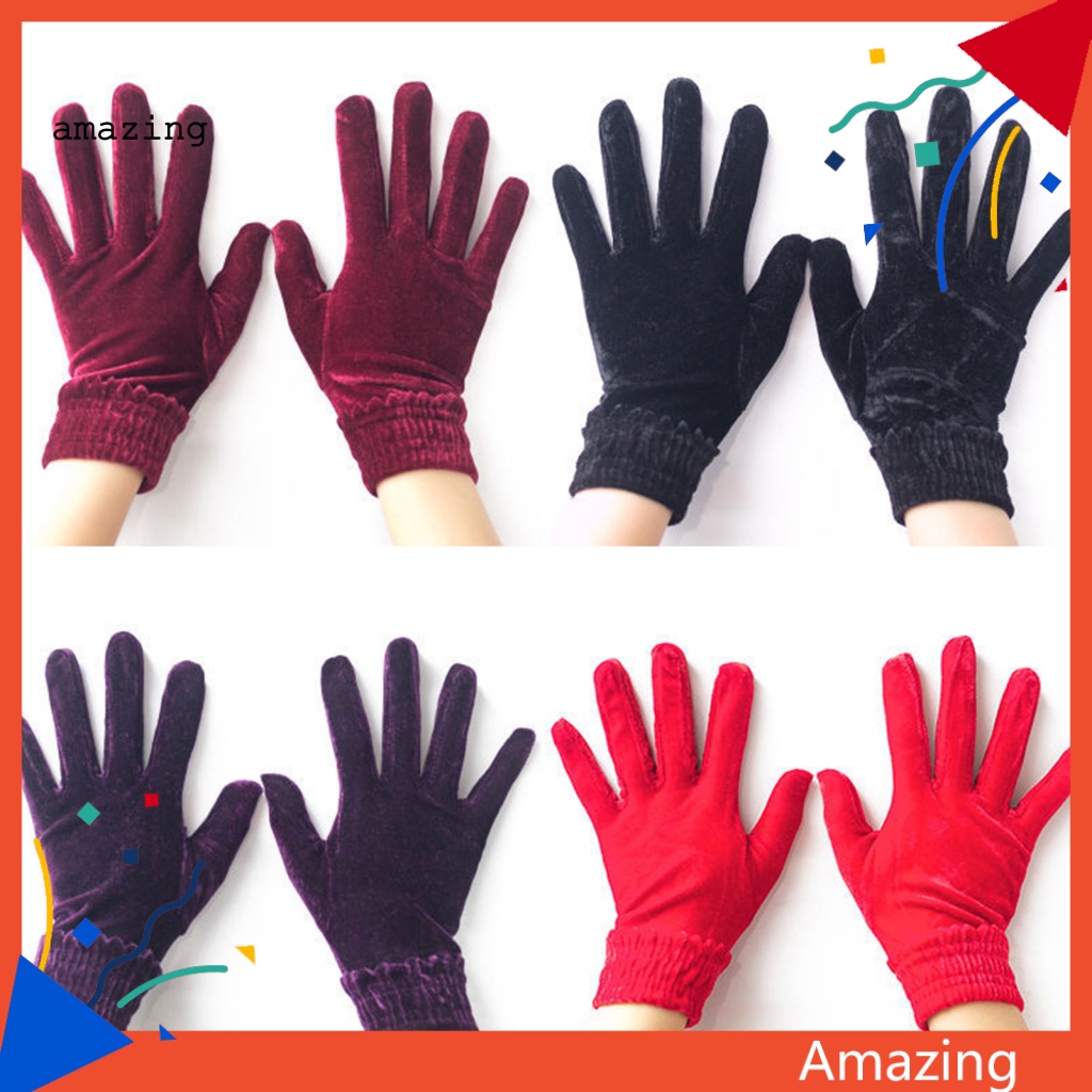 Găng Tay Nhung Co Giãn Màu Trơn Dành Cho Nữ Đi Xe Đạp / Dạ Tiệc