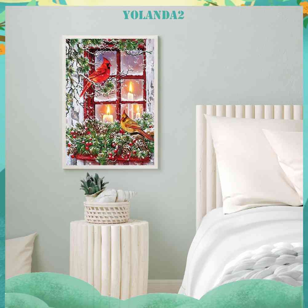 Tranh Đính Đá Kim Cương Toàn Bộ 5D DIY Hình Vẽ Chim Giáng Sinh