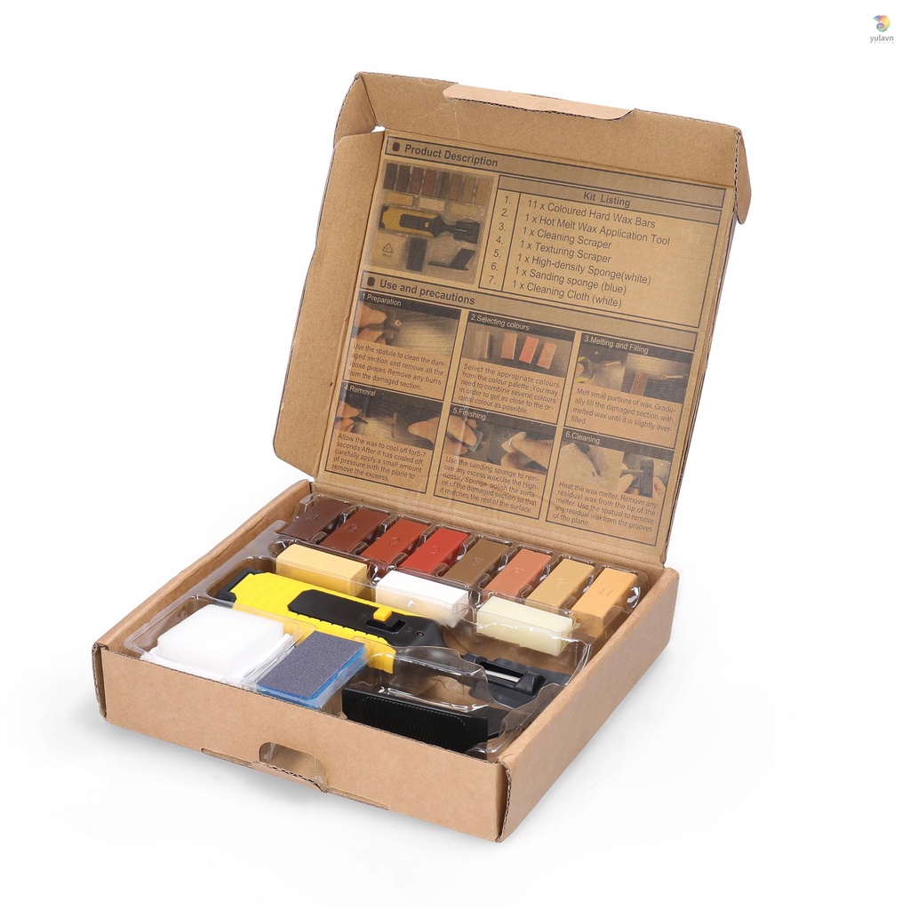 Bộ Dụng Cụ Sửa Chữa Sàn Gỗ Đa Năng Kèm 11 Khối Sáp