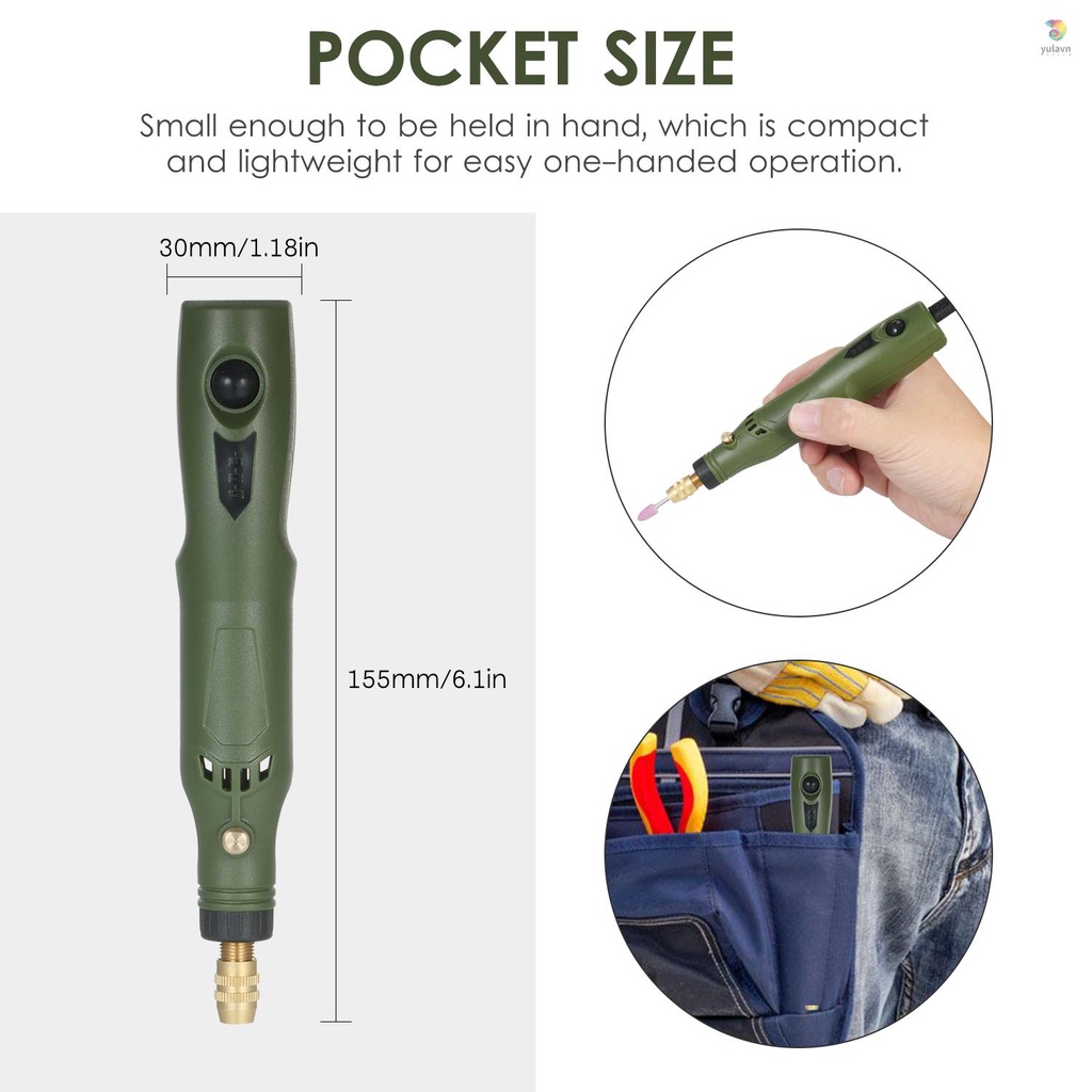 Bộ Dụng Cụ Đánh Bóng Cắt Gỗ Không Dây Tốc Độ 15000RPM USB Có Thể Sạc Lại Đa Năng Cr