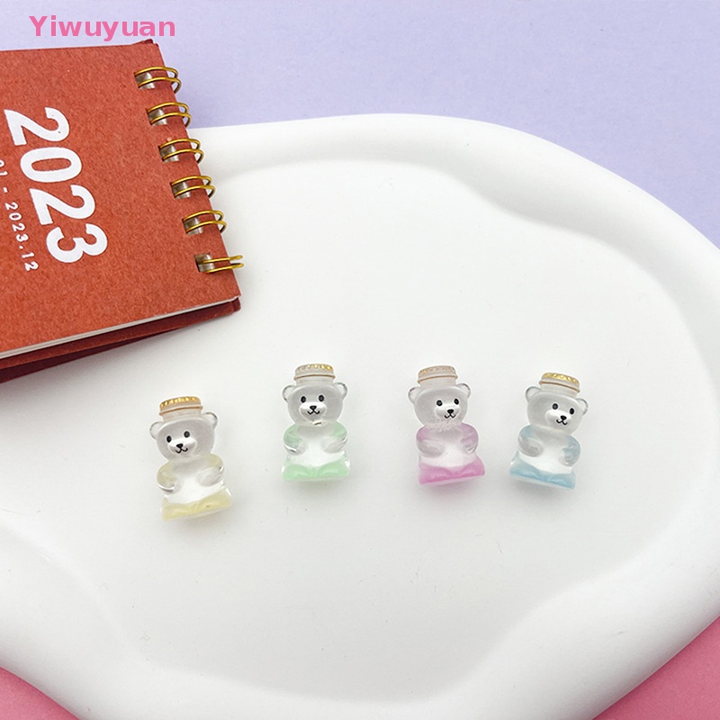 Bộ 5 Gấu Nhựa Phát Quang Trong Suốt Trang Trí Xe Hơi Mới