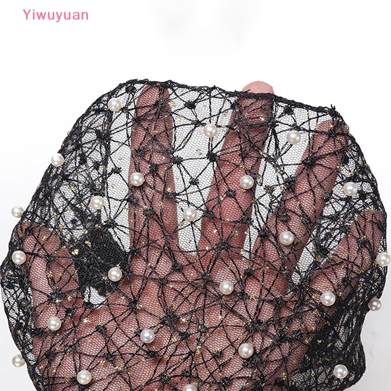 Băng Đô Cài Tóc Bản Rộng Bằng Lưới Thoáng Khí Đính Ngọc Trai Mới