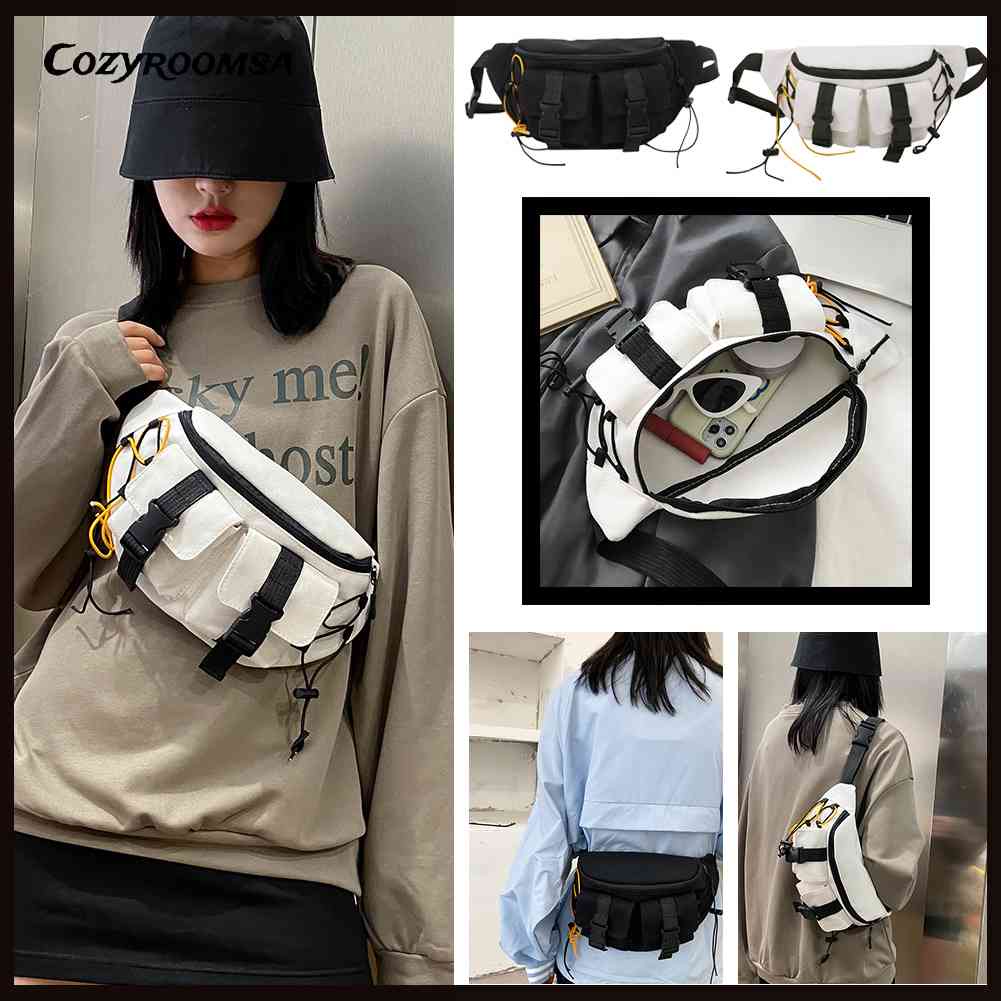 Túi Đeo Chéo Ngực / Thắt Lưng Bằng Vải Bạt Unisex Phong Cách Đường Phố