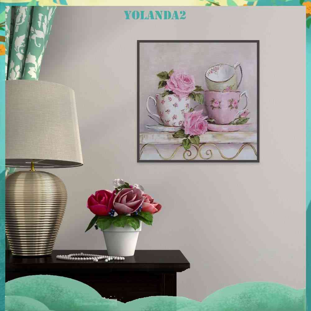 Bộ Tranh Đính Đá Tự Làm 5D DIY Hình Chiếc Cốc Màu Hồng