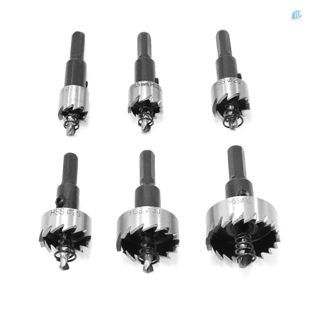 Set 6 Mũi Khoan Lỗ HSS 16 / 18.5 / 20 / 25 / 30 / 35mm Bằng Thép Không Gỉ Tiện Dụng