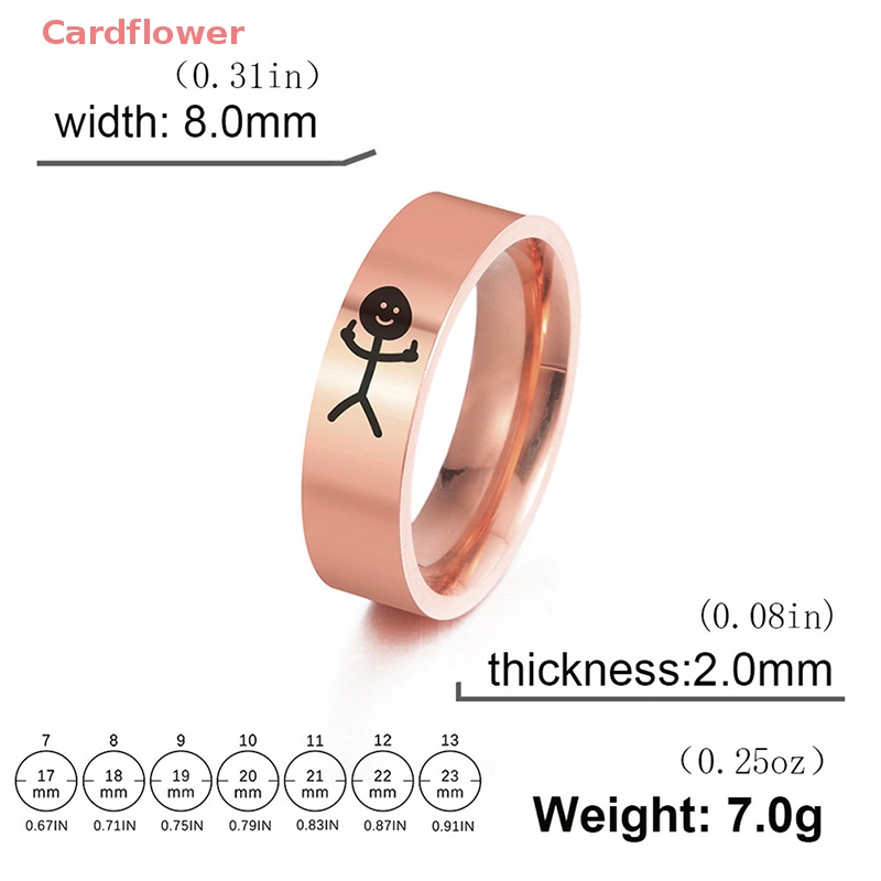 < Cardflower > Nhẫn Thép Titan Hình Vẽ Nguệch Ngoạc Đơn Giản Vui Nhộn Hợp Xu Hướng Cho Cặp Đôi Tiệc Tùng Mới
