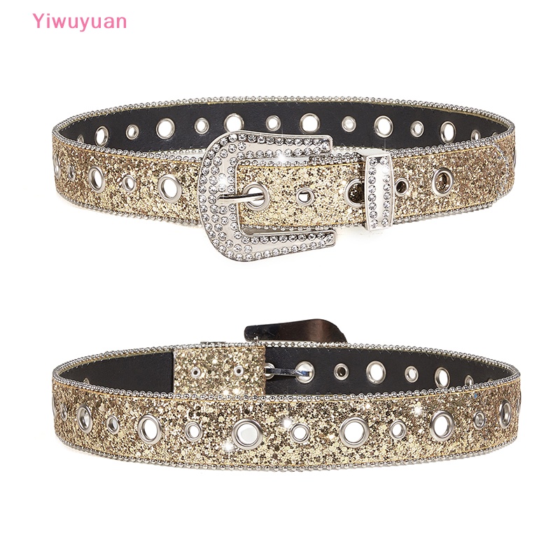 Thắt Lưng Da PU Đính Đá Lấp Lánh Phong Cách Cao Bồi Phương Tây Y2K Mới