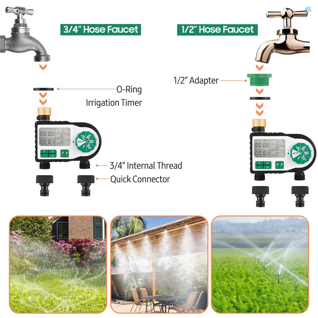 Thiết Bị Hẹn Giờ Tưới Nước Tự Động Thông Minh Kèm 2 Đầu Nối Ống Nước Cho Sân Vườn