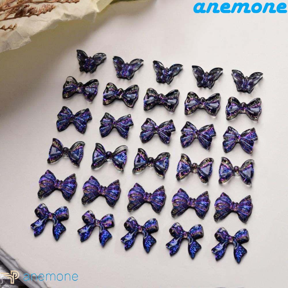 Set 50 Phụ Kiện Trang Trí Móng Tay Hình Nơ Màu Tím Phong Cách Hàn Quốc