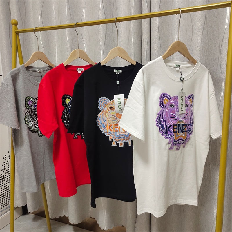 Áo Thun Cotton Dáng Rộng Thêu Logo Kenzo Cá Tính Thời Trang Cho Nam Nữ