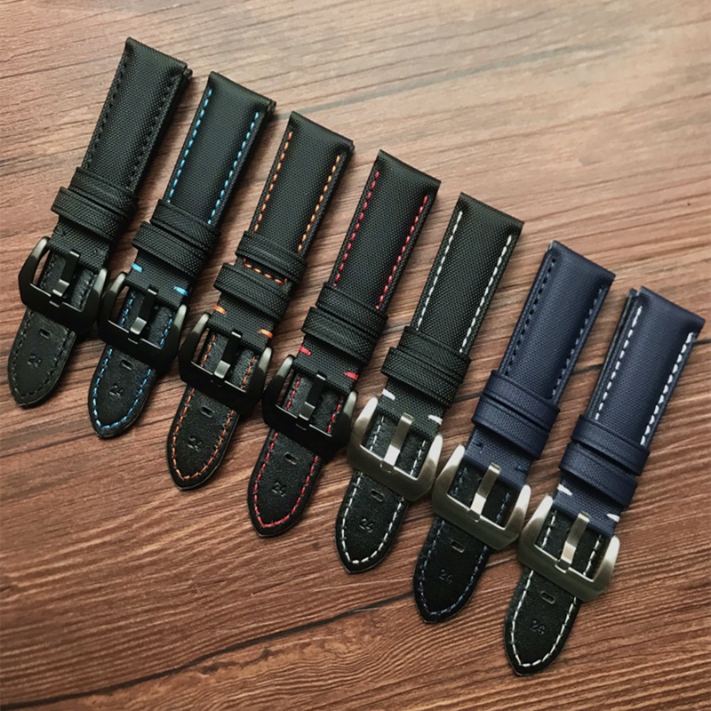 Dây Đeo Đồng Hồ Bằng Sợi Carbon 24mm 26mm Thay Thế Cho Panerai Nylon PAM441 PAM111Big Pilot