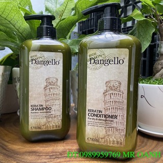 Dầu gội xả siêu mượt cho tóc khô hư tổn Dangello Keratin 800mlx2