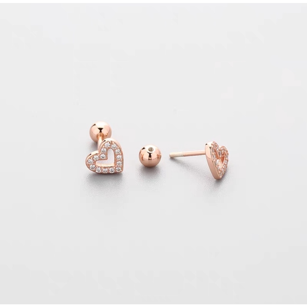 Pure Silver Heart Cubic Rose Gold Pearcing