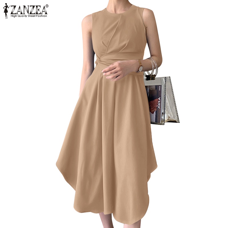 Đầm ZANZEA không tay cổ tròn thời trang quyến rũ