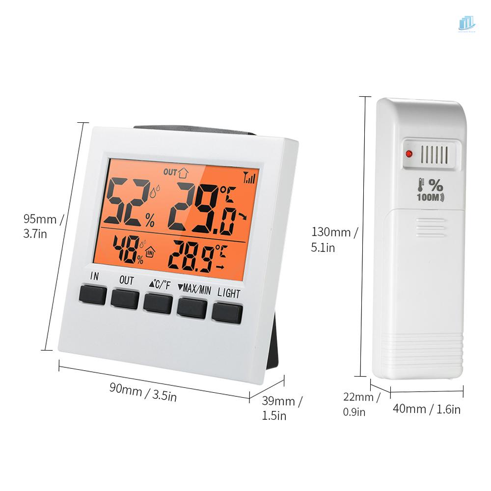 Đồng Hồ Kỹ Thuật Số Không Dây Cho Đo Nhiệt Độ Trong Nhà / Ngoài Trời °C/°F Đồng Hồ Đo Nhiệt Độ Và Độ Ẩm Max Min Chuyên Dụng