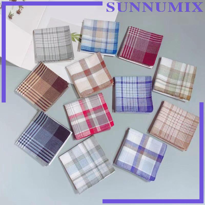 Khăn Tay Cotton x Họa Tiết Sọc Caro Thanh Lịch Cho Nam