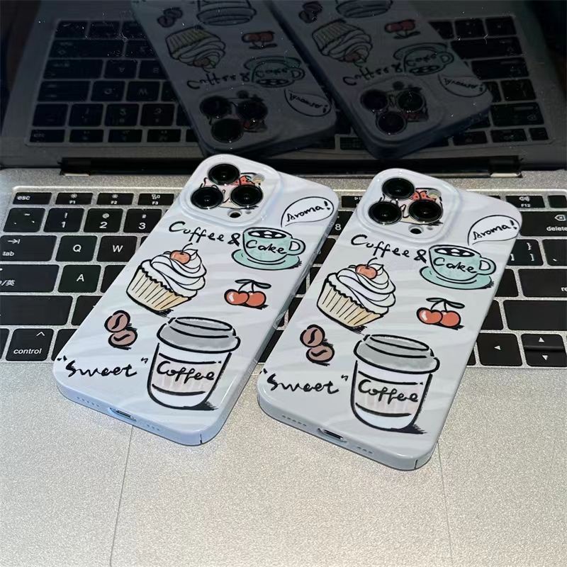 Ốp Điện Thoại Họa Tiết Cây Kem Cherry Vẽ Tay Phù Hợp Với Nữ Cho Apple iPhone13pro14pro 14 max Niche 1YBG