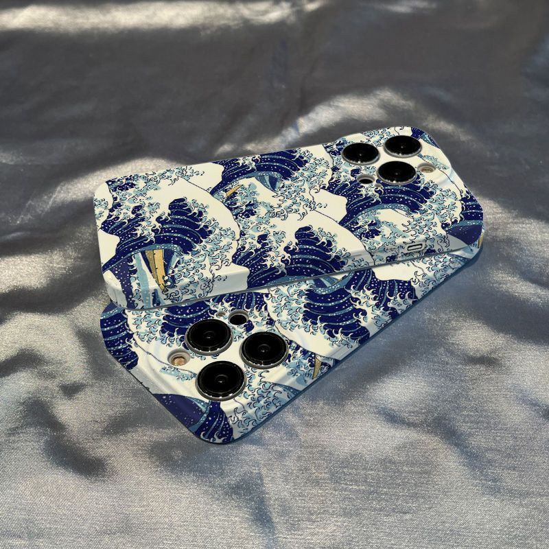 Ốp Điện Thoại Bảo Vệ Toàn Diện Họa Tiết Sóng Biển Phong Cách Nhật Bản Dành Cho Iphone 8promax / Plus Xs 7 / 13 Xr 11 12 / 14