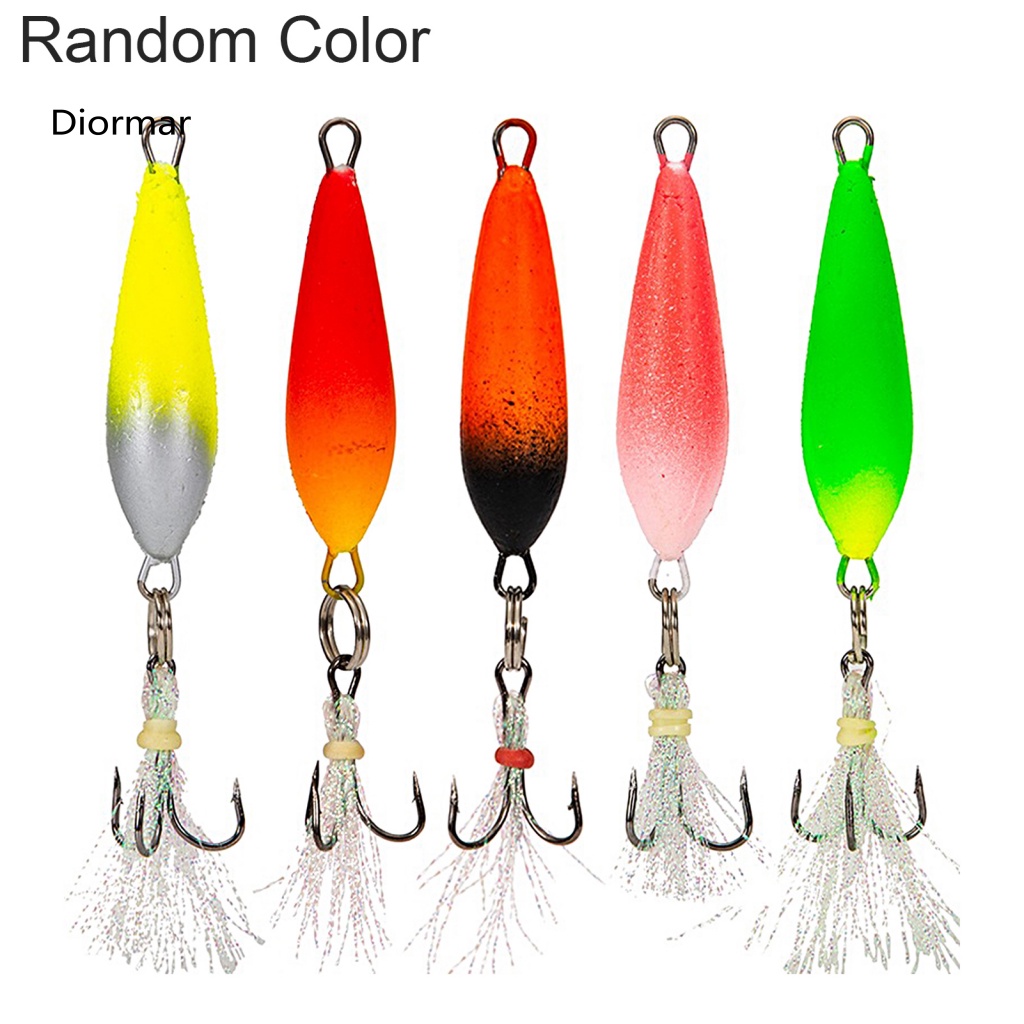 Bộ 5 Mồi Câu Cá Nổi Bằng Thép Không Gỉ Cứng Có Lưỡi Câu Sắc Bén Màu Ngẫu Nhiên
