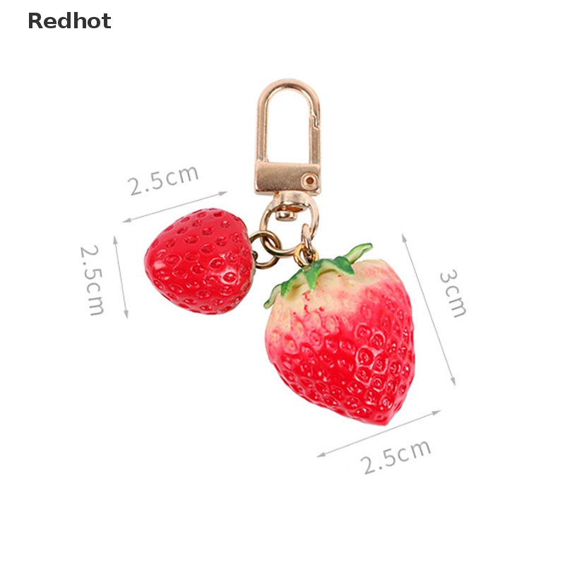 &lt; Redhot &gt; Móc Khóa Xe Hơi / Móc Khóa Hình Trái Dâu Tây Dễ Thương Cho Nữ