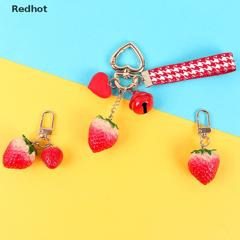 &lt; Redhot &gt; Móc Khóa Xe Hơi / Móc Khóa Hình Trái Dâu Tây Dễ Thương Cho Nữ