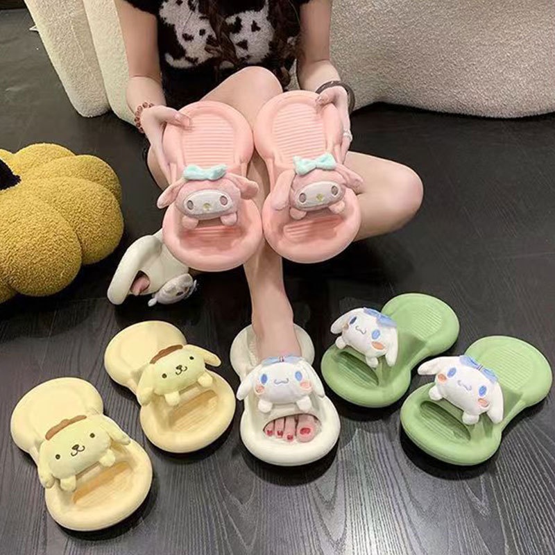 Sanrio Dép Đi Trong Nhà Mềm Mại Chống Trượt Họa Tiết Hoạt Hình Dễ Thương Cho Nữ