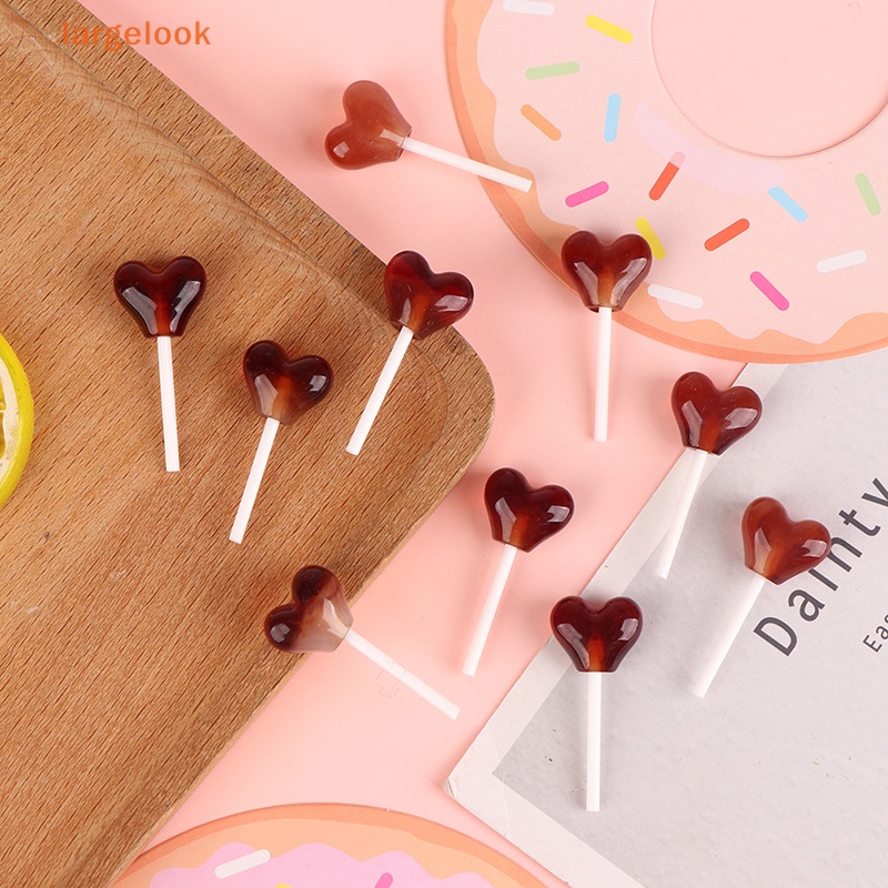 Bộ 10 Kẹo Mút Trái Tim Nhiều Màu Sắc Bằng Nhựa Resin Dùng Làm Đồ Thủ Công / Sổ